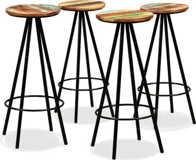 Image de vidaXL Tabouret de bar 4 pcs. Vieux bois massif