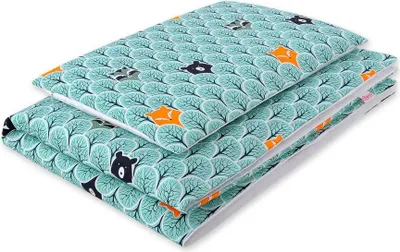 Image de Linge de lit double face en coton pour enfants - forêt de menthe