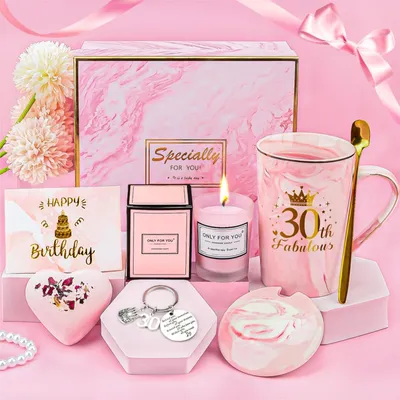 Productafbeelding van Solidchoice - Verjaardagscadeau voor Vrouwen met Roze Keramische Mok Set