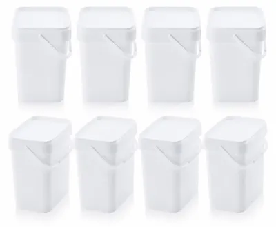 Produktbild von AUER 10,3 Liter Eimer rechteckig mit Deckel 29 x 20 x 27 cm Weiß 8 Stück