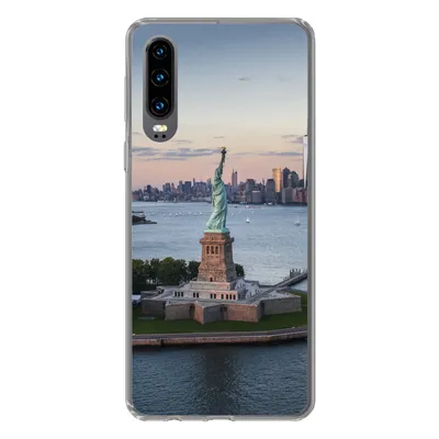 Produktbild von MuchoWow® Handyhülle Schutzhülle Hülle für Huawei P30 New York - Freiheitsstatue - Skyline Silikon Softcase Handy Hülle - Kartenbesitzer