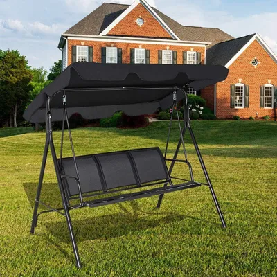 Image de Banc-hamac pour jardin - Banc oscillant pour jardin - Hamac pour balcon - Banc suspendu - Fauteuil berçant - Pour 3 personnes