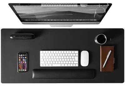 Image de Sous-main pour bureau, 90x43 cm, en cuir synthétique PU, imperméable, antidérapant, tapis de souris XXL, noir