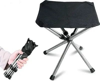 Produktbild von Klapphocker Outdoor, Schwarz Größe L, Tragbarer Edelstahl Campinghocker mit Tragetasche, Für Angeln und Camping