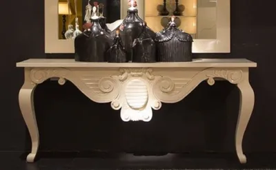 Produktbild von Casa Padrino Luxus Barock Konsole Weiß 200 x 45 x H. 85 cm - Handgefertigter Massivholz Konsolentisch - Barock Hotel Möbel - Luxus Qualität
