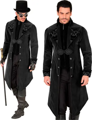 Produktbild von Schwarzer Gothic Mantel aus Samt als Kostümzubehör Größe: XL