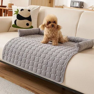 Image de Protection pour canapé : protection universelle pour canapé avec effet antidérapant, 75 cm, gris clair, pour chiens et animaux de compagnie