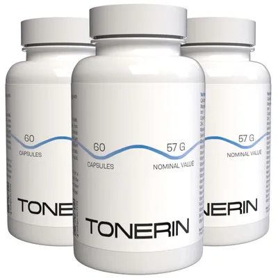 Produktbild von TONERIN - 180 Kapseln (3x60) hochdosiert - Original Rezept aus der Schweiz - Vegan & Pflanzlich mit Vitaminen & Mineralien - 3er Pack