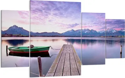 Produktbild von Bild auf Leinwand - Leinwandbild - See Berge Wasser - 160x90cm - Wand Bild - Wanddeko - Wandbilder - Leinwanddruck - Bilder - Kunstdruck - Wanddekoration - Leinwand bilder - Wandkunst - DL160x90-3671