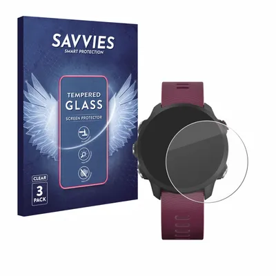Produktbild von 3x Savvies Schutzglas für Garmin Forerunner 245 / 245 Music / 45 Displayschutz 9H Glas klar transparent