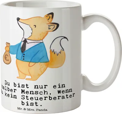 Produktbild von Mr. & Mrs. Panda Kaffeetasse Steuerberater Herz - Weiß - Geschenk, Trinkbecher, Kaffeebecher, Tasse, Teetasse, haferl