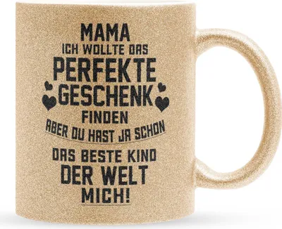 Produktbild von 22Feels Glitzertasse Gold Mama Geschenk Muttertag Mutter Geburtstag Kaffeetasse Frauen Weihnachten Haferl Geschenkidee Bürotasse