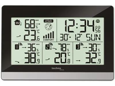 Produktbild von Technoline WS 7065, Schwarz, Indoor humidity, Outdoor humidity, Innen-Thermometer, Außen-Thermometer, Thermometer, Hygrometer, Thermometer, 20 - 95%, 20 - 95%