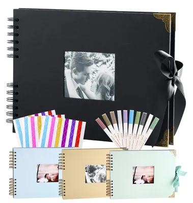Scrapbooking-Fotoalbum, schwarz, 80 Seiten, 29 x 21,5 cm