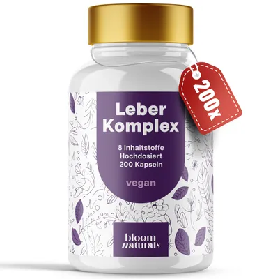 Produktbild von Bloom Naturals Leber Komplex 200 vegane Kapseln mit Mariendistel