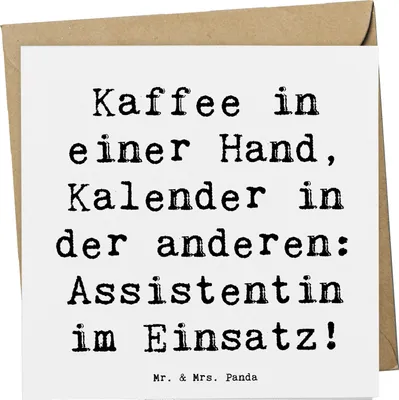 Produktbild von Mr. & Mrs. Panda faltkarte Spruch Assistentin im Einsatz - Weiß - Geschenk, Meetings, Terminkoordination, doppelkarte, Beruf, Korrespondenz, anlasskarte, Handgefertigt