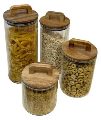 Image de Bavary boîte de conservation aliments secs verre borosilicaté S couvercle acacia