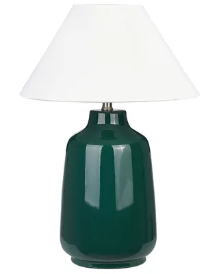 Obrázek produktu pro BELIANI Stolní lampa zelená keramický podstavec látkové stínidlo svítidlo na noční stolek