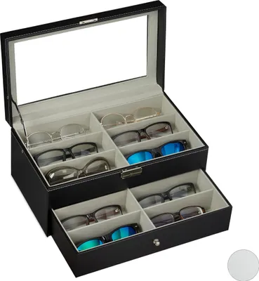 Obrázok produktu pre relaxdays 10027258_46 relaxdays Brillenbox schwarz 33,5 x 19,5 x 15,5 cm