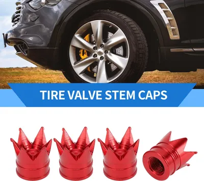 Image de 4 Bouchons De Valve De Pneu, 18X17Mm Capuchon De Valve De Roue De Voiture Universel Pour Voiture Vélo Moto Anti-Collision En Alliage D'Aluminium Rouge