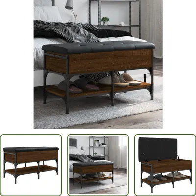 Produktbild von The Living Store Schuhbank Braun Eichen-Optik 82x42x45 cm Holzwerkstoff