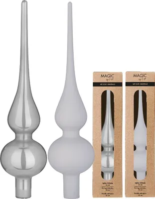Produktbild von Christbaumspitze Glas 26cm 1 Stück matt / glänzend sort - Snowy Clouds
