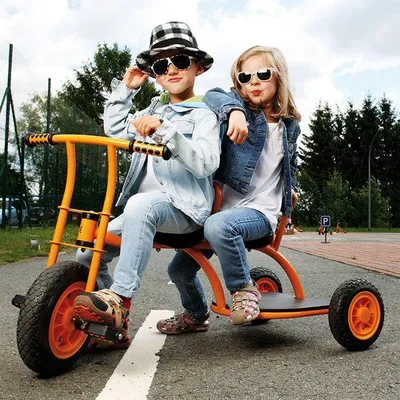 Produktbild von Top Trike Dreirad Taxi gelb mit Schiebestange und Stauraum