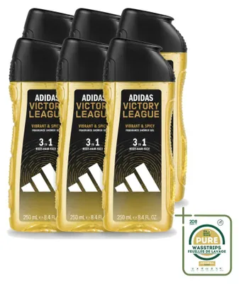 Obrázok produktu pre 6 kusov gélu na sprchovanie Adidas 3-v-1 Victory League - 250 ml - balenie