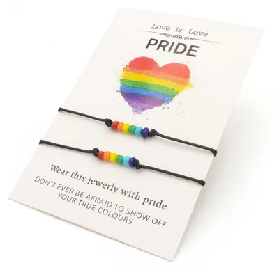 Produktbild von Vintageparts Partnerarmband Love is Love LGBT Regenbogen Polyester Makramee 30 cm