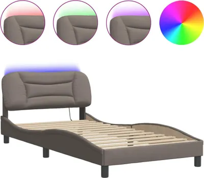 Produktbild von vidaXL Bettgestell mit LED ohne Matratze "Hvar" Taupe 100x200 cm Stoff