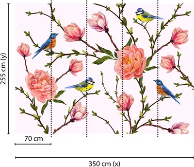 Produktbild von Tadessi Fototapete | Blumen | 3.50 m x 2.55 m | Grau | Rosa | Wandbild | Digitaldruck