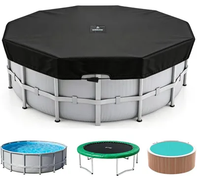 Produktbild von Poolabdeckung 2,4 m rund 420D wasserdicht winddicht schwarz