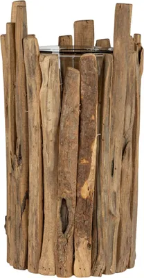 Produktbild von formano Windlicht Holz groß Kastanienholz Laterne 38 cm Glaseinsatz Naturholz