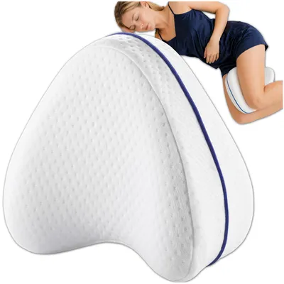 Obrázek produktu pro KRUMAD Ortopedický polštář na kolena pro spánek na boku, paměťová pěna, úleva od bolesti při ischiasu, zádech a kyčlích, ergonomický polštář, 25 x 20 x 10 cm