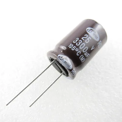 Zdjęcie produktu dla 5 sztuk kondensatorów elektrolitycznych Elko 3300µF, 25V. Kondensator, mF, uF
