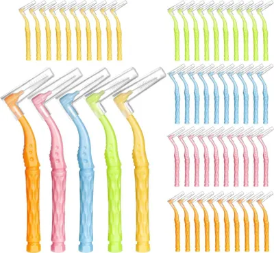 Image de 50 brosses interdentaires 5 tailles Manche antidérapant Brosses dentaires Nettoyage de la bouche