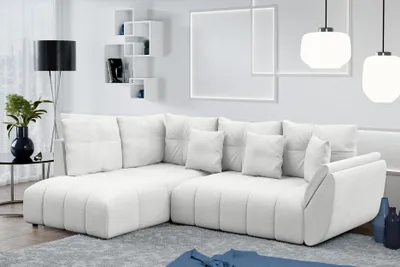 Produktbild von AX LIVING Ecksofa mit Schlaffunktion Corleone L Sofa Weiß 268 cm