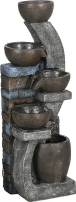 Produktbild von Outsunny Gartenbrunnen, Solar Springbrunnen, Zierbrunnen mit LED-Beleuchtung