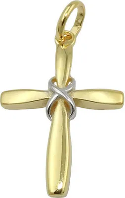 Produktbild von Anhänger Kreuz 20x14mm aus 9Kt 375 Gold Gelbgold teilrhodiniert bicolor glänzend