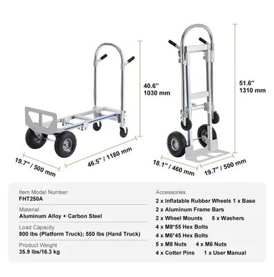 Produktbild von Transportwagen - Transportkarren - Faltbarer Transportwagen - Transportkarren - Transportwagen - Aluminium - Robust