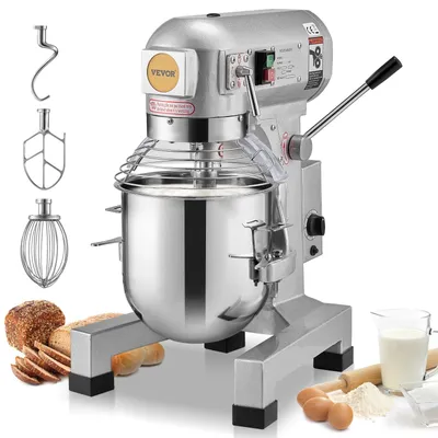 Zdjęcie produktu dla Mikser kuchenny - Mikser do ciast - Mikser do ciasta - Maszyna do mieszania - Mikser stojący - Misa ze stali nierdzewnej o pojemności 10 litrów - Silnik o mocy 550W