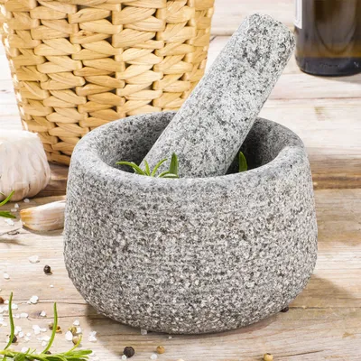 Produktbild von Granitmörser mit Stößel - D: 13cm - H: 8cm