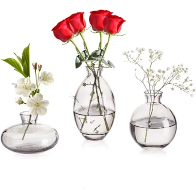 Produktbild von Omgoods – Set aus 3 modernen Glasvasen für die Tischdekoration