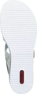 Produktbild von Rieker Damen Sandale Metallic Klettverschluss Keilabsatz V3666, Größe:40 EU, Farbe:Gold