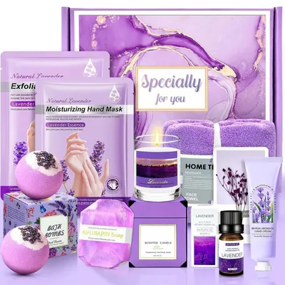 Image de Coffret cadeau Bade Bade, parfum lavande, 10 pièces, comprenant une bougie parfumée et du savon, idéal pour les femmes