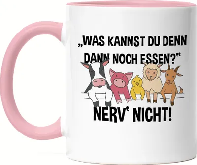 Produktbild von Vegan Vegetarier Lustige Tasse Rosa Geschenkidee Plant-Based Tierwohl Nerv Nicht Fleischesser