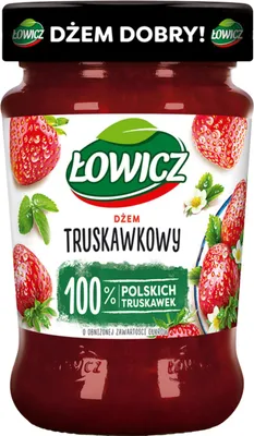 Zdjęcie produktu dla Łowicz Dżem truskawkowy o obniżonej zawartości cukrów 280 g