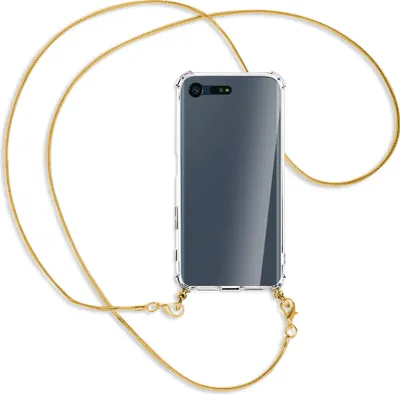 Produktbild von Handykette Backcover-Schutzhülle mit Band (Metall goldfarben) für Sony Xperia X Compact - goldfarbene Kette Snake