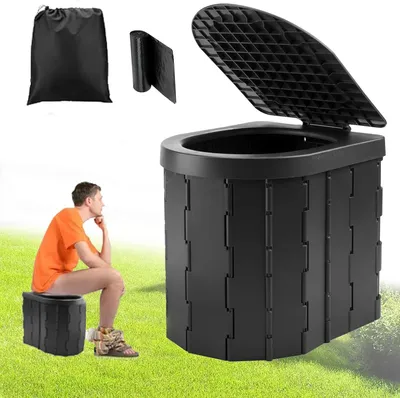 Produktbild von Campingtoilette Faltbar,Tragbare Campingtoilette mit Deckel,Faltbare Toilette,Mobiltoilette Falttoilette,Mobile Toilette,Maximale Tragung 200KG,20 Beutel,Ideal für Camping Wohnmobil Wandern Reisen