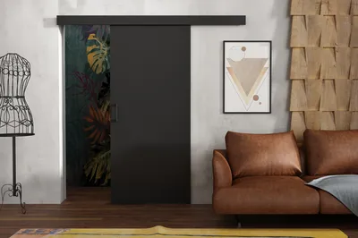 Produktbild von Kaiser Möbel Laguna-Schiebetüren, Garderobe/Zimmer Tür Schwarz 80 cm